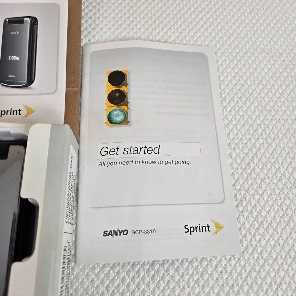 Vintage Sanyo SCP-3810 Sprint Flip Phone Charger Manuals Pre-Owned